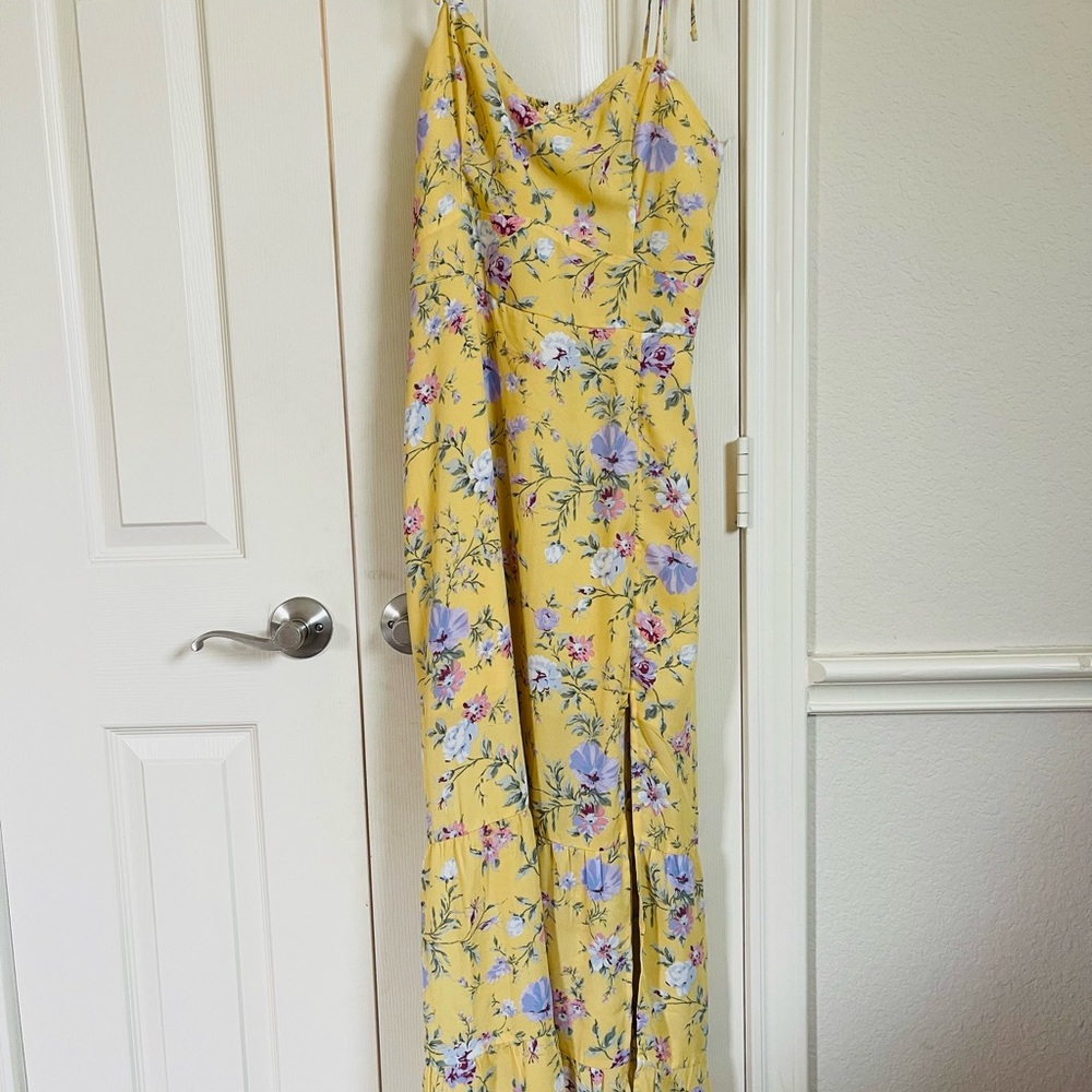 Abercrombie & Fitch Yellow Floral Smocked Maxi Dress